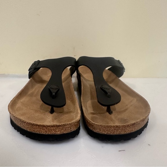 Birkenstock Gizeh Thong Toe Black Leather Sandals Size EU 40 US 9 Regular - Picture 2 of 14